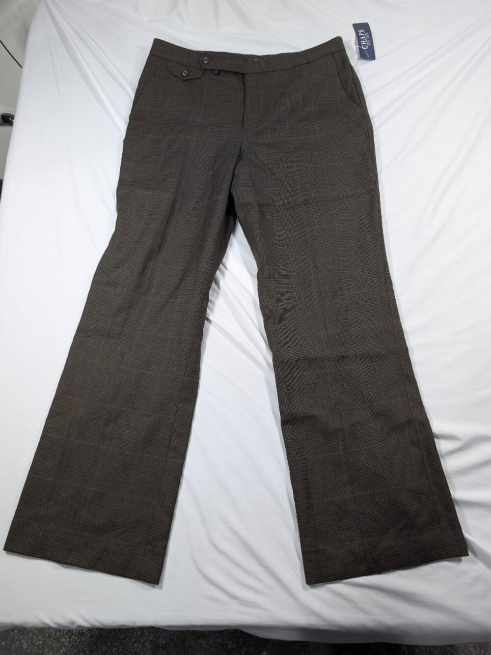 NWT Chaps Women's Size 14 100% Wool Plaid Wide Leg Trousers Pants Shelley Green